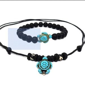 Turtle Hemp black bracelet  & necklace w/turtle